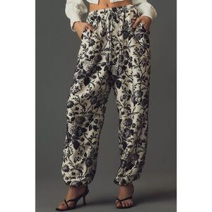 Anthropologie Maeve Floral Silky Parachute Pants